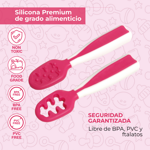 Cucharas BLW, Cuchara bebe aprendizaje Rosa, Baby led weaning