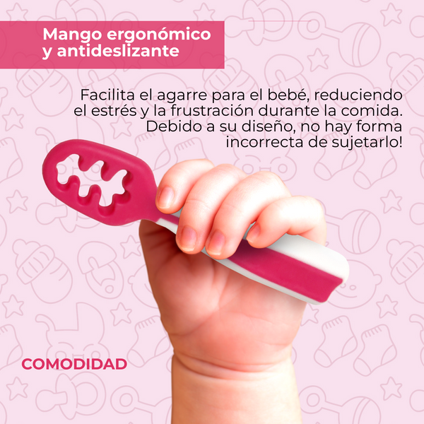 Cucharas BLW, Cuchara bebe aprendizaje Rosa, Baby led weaning