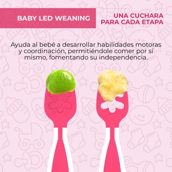 Cucharas BLW, Cuchara bebe aprendizaje Rosa, Baby led weaning