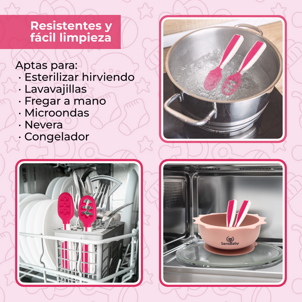 Cucharas BLW, Cuchara bebe aprendizaje Rosa, Baby led weaning