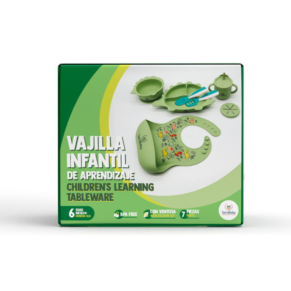 Vajilla Bebe Verde, Vajilla infantil, Vajilla Bebe Silicona | Sensbaby