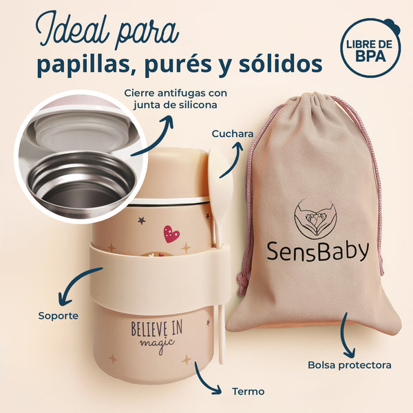 Termo papillero infantil portatil para mantener alimentos calientes