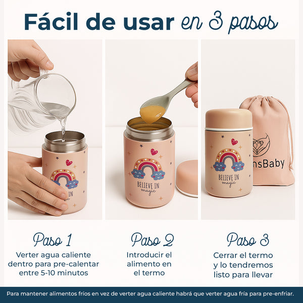 Termos comida bebe para papillas y sólidos, libre de BPA