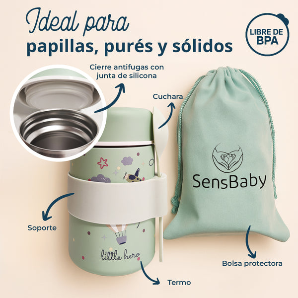 Termo papillero infantil portatil para mantener alimentos calientes