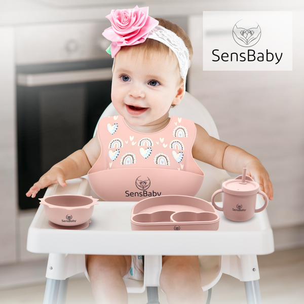 Vajilla Bebe Rosa, Vajilla infantil, Vajilla Bebe Silicona | Sensbaby