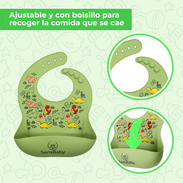 Vajilla Bebe Verde, Vajilla infantil, Vajilla Bebe Silicona | Sensbaby