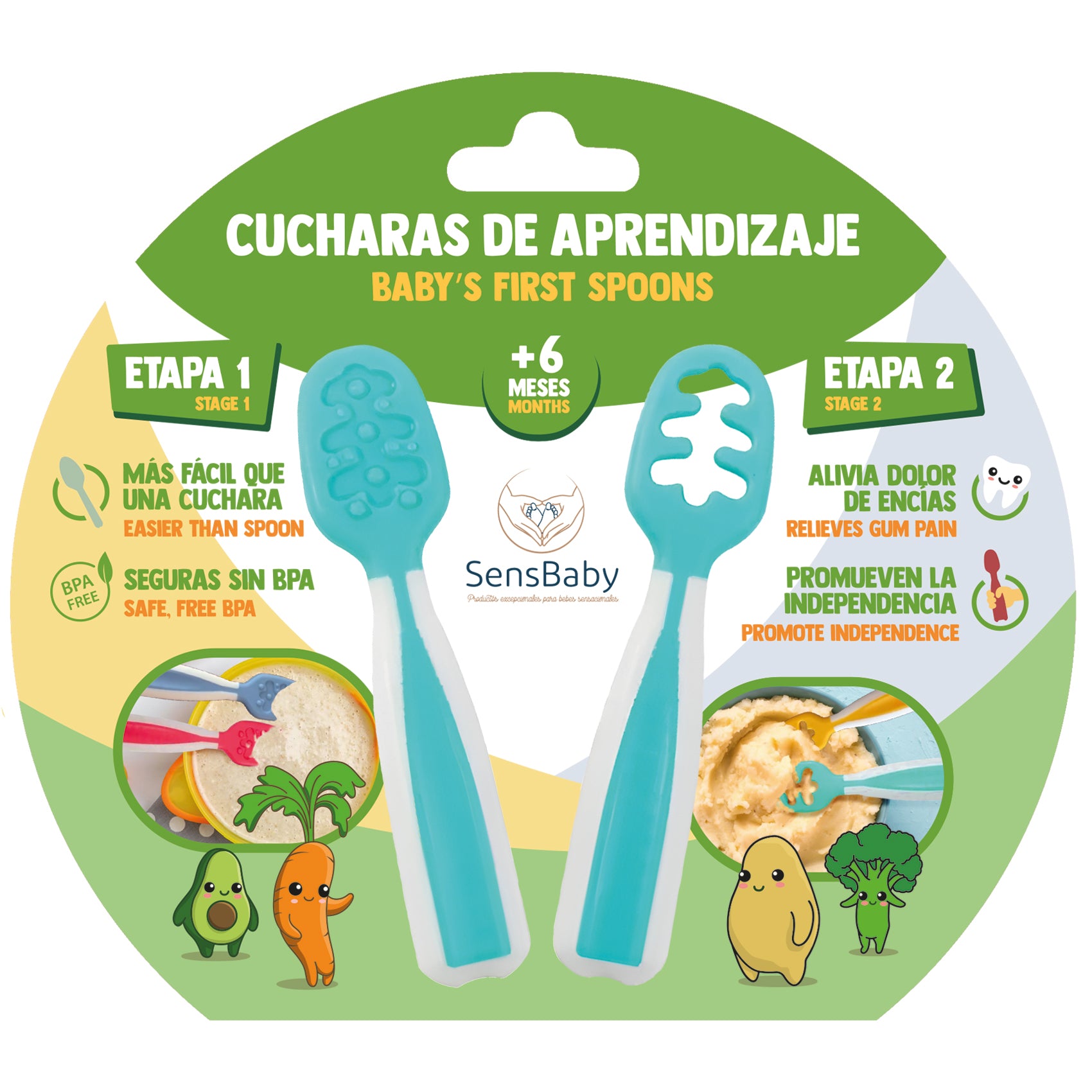 Cuchara bebe aprendizaje Verde, Blw bebés, Baby led weaning | Sensbaby