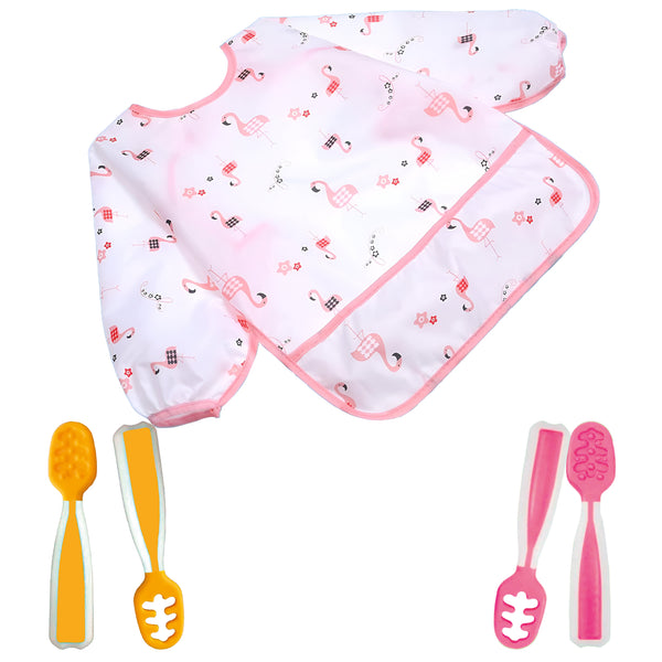 Cucharas BLW y babero impermeable para bebés