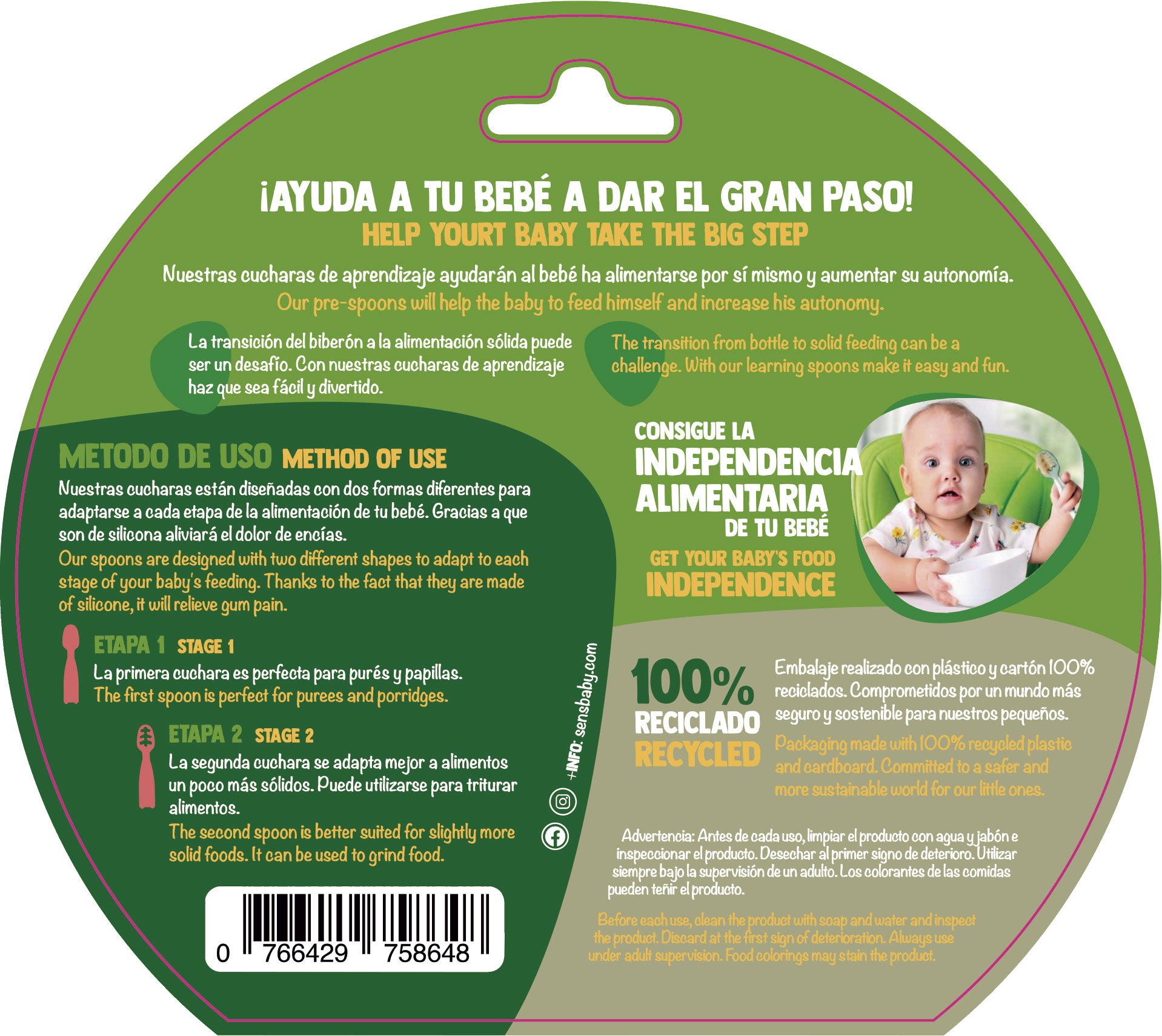 Cuchara Silicona 6M Easymeal Verde 2Pc – Infanti